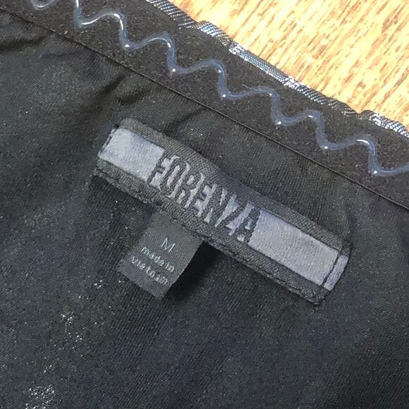 The Limited Forenza Black and Silver Zip Front Strapless Tube Top Size Medium - Picture 9 of 9